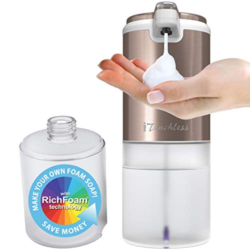 iTouchless Stainless Steel Ultraclean 11 fl oz/325 ml Sensor Foam Soap Dispenser Rose Gold, Rust-Free Automatic Touchless Pump, Mix Your Own Foam Soap, Restroom, Bathroom, Kitchen, Save Time & Money -  SFD002G