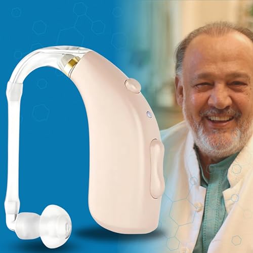 Image of Aika AK-6133 Digital Rechargeable Hearing Aid Machine - AI Technology 4 Channel BTE with Active Noise Cancellation, USB Recharge, Maximum Output 129dB (Beige, with Dry Kit and 1 Year Warranty)
