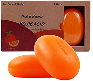 Poleview Kojic Acid Soap Skin Lightening Soap for Body & Face Glowing Radiance Skin, Dark Spots, Even Skin Tone and Reduce Appearance of Hyperpigmentation(2 Bars Per Pack) - 100 Grams