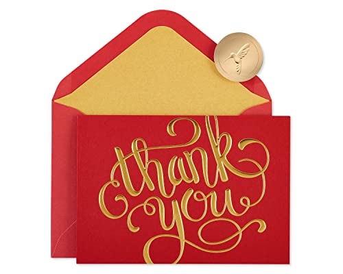 Cartes de remerciement vierges Papyrus rouge et doré avec enveloppes x12