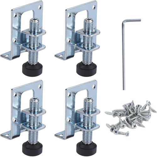 Wangzhenxi 4pcs M10 Adjustable Furniture FeetAdjustable Feet for Furniture Heavy Duty Levelling Feet with Hex Key & 24 Screws for Tables Cabinets Workbenches & More