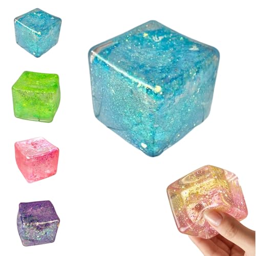 Cube Fidget Toys Anti Stress Cube Squishy,Jouets À Presser Squishy Cubes,Anti-Stress en Forme De Glaçon,Doux Squeeze Antistress Balle,Toucher Doux Et Froid...