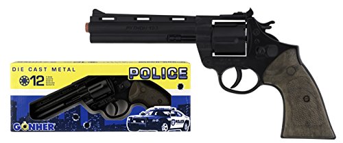 Revolver Police Gonher 123/6 noir pour jouer aux policiers dans le jardin