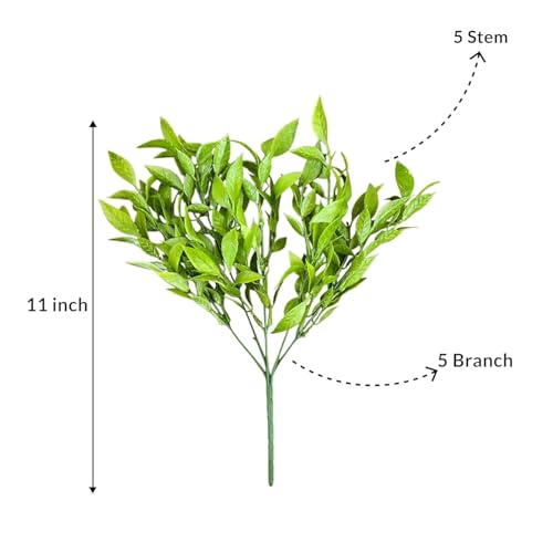 Image of Art Street Artificial Curry Tree Leaves Bunch for Vase Ideal for Home Decor|Kitchen Decoration| for Table Placement Office Desk, Size 11 Inch | Set of 4 Green| (Vase Not Included)