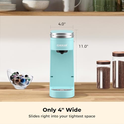 Image of CHULUX Slim Single Serve Coffee Maker, Lightweight Pod Coffee Machine, Cyan