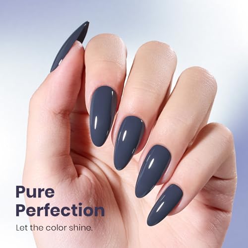 Image of Beetles Dark Grey Gel Polish - 15ML Crown Navy Blue Dark Gray Borealis Gel Polish Soak Off Nail Art Manicure Salon DIY Uv Lamp Fall Nail Design Decoration at Home