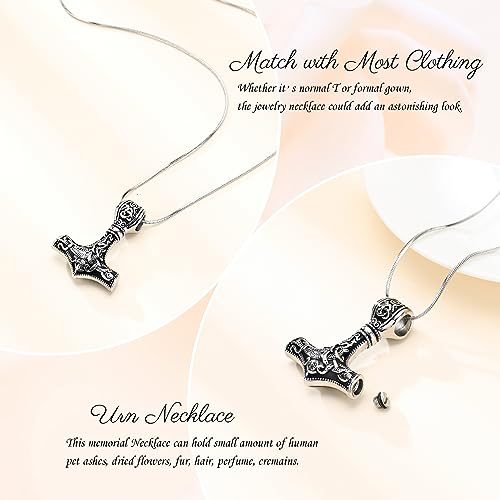 Thor Axe Cremation Jewelry for Ashes for Women Men Viking Jewelry Memorial Pendant Urn Necklace for Loved One Ashes Holder3