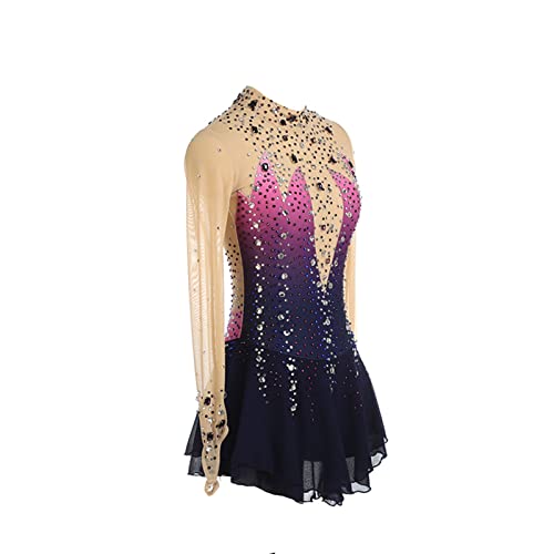 Meisjes kunstschaatsen jurk voor volwassenen, meisjes prestatie kleding competitie test lange mouwen dans jurk gradiënt kleur ballet dans kostuum FiveShops - Image 3