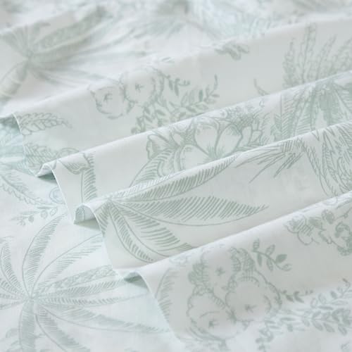 Image of Tommy Bahama - Queen Sheet Set with Fitted Sheet & Pillowcases, 100% Cotton Percale Bedding, Crisp & Cool, Deep Pocket, Dorm Room Essentials, Pen and Ink Palm