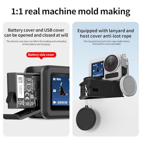Image of ADOFYS Action Camera Accessories for DJI Osmo Action 5 Pro with Waterproof Case + Ultra Clear Tempered Glass Screen Protector + Lens Protector + HD Front Display Lens Protector + Silicone Rubber Case