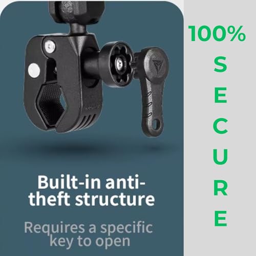 Image of Action Camera Power Clamp Mount with 360 Dual Ball Head, Anti-Theft Knob, Aluminium Bike /Motorcycle /Scooter Clamp, Multi-Position Mount Compatible with Action Cameras for DJI Osmo, Hero, Insta360