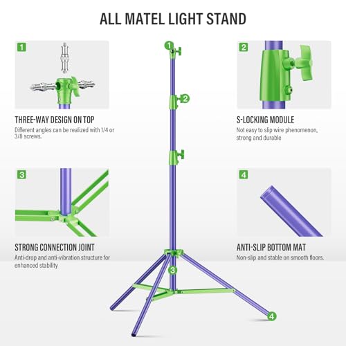 Image of Heavy Duty Light Stand Photography, 9.1ft /280cm All Metal Tripod