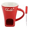 Chocolate Melting Mug, Ceramic Butter Warmer Pot, Premium Material, Ideal for Dessert Fondues, Choice, Tealight Candle Heat, Stainless Steel Fork, Dishwasher Safe, 4-inch (Red) #5