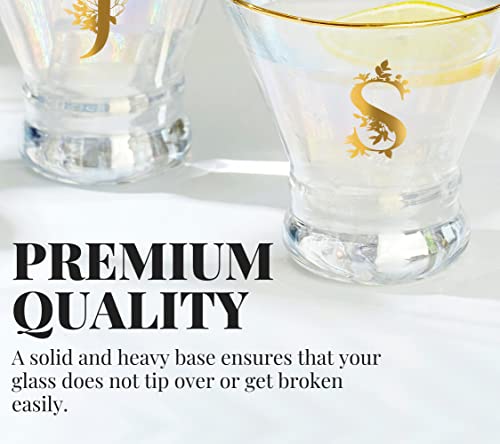 Onebttl Iridescent Stemless Martini Glasses with Initial L, Personalized Gifts for Women, 8 oz, Cocktail Gifts, Alcohol Glasses for Birthday, Christmas - Thumbnail 2