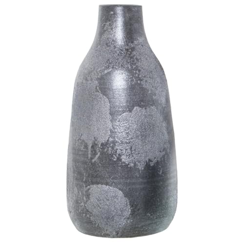 Alexandra House Living Vase, silberfarben, Keramik, Antik-Finish, 17 x 18 x 39 cm