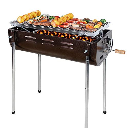 YzDnF Large Stainless Steel BBQ Folding Charcoal Grill For Outdoor Picnic Camping For Camping Fishing Outdoor Activities (Color : Silver, Size : 65x36.5x70cm)