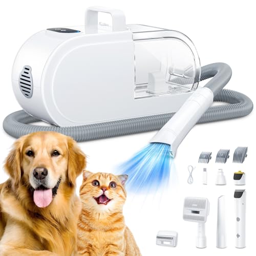 ScrubWiz Dog Grooming Vacuum, 2.7L Dog Hair Vacuum with Clipper Nail Grinder Paw Trimmer, 3 Suction Modes, Low Noise Groomer with 7 Pet Grooming Tools, Pet Grooming Vacuum for Dogs Cats