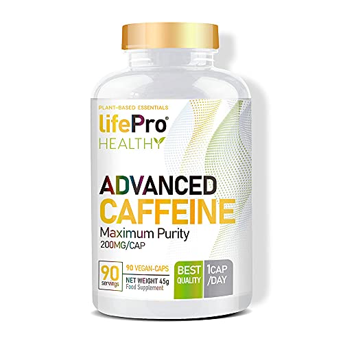 Life Pro Advanced Caffeine 200mg – Cafeína anhidra para potenciar la energía y mejorar el rendimiento deportivo - Termogénico para acelerar el metabolismo – 200 mg – 90 cápsulas veganas
