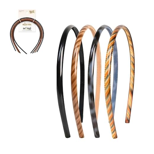 Scunci by Conair Effortless Beauty Skinny headband -plastic Headbands for Women and Men - hair accessories for women - Neutral Colors - 4 Count