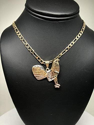 Miniatura 2 de Collar con colgante de gallo de pollo tricolor chapado en oro Figaro 26" Gallo Medalla Oro Laminado, Metal