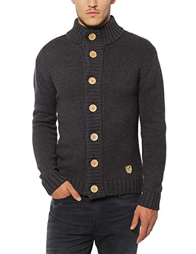 Price comparison product image Lower East Mens Cardigan with large natural wooden buttons,  Grey