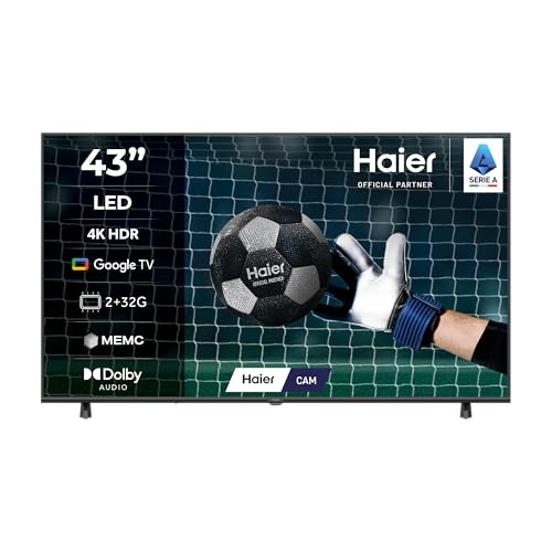 Haier LED 4K UHD H43K85FUX 43' Smart TV, Google TV, Dolby Audio, HDR 10, Telecomando Smart, Google Assistant, Bluetooth 5.1, DBX TV, HDMI 2.1 x 4 [2025]