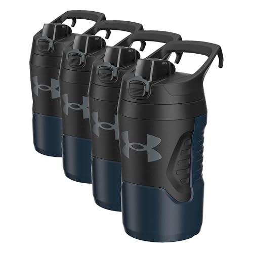Image of Under Armour 32 oz Insulated Water Bottles - Sports Water Jug with Handle, Fence Hook, Leak Resistant for Baseball, Football & More, 32 oz Water Bottles (Pack of 4)