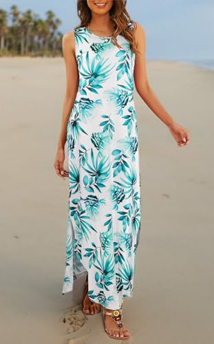 Image of Hount Women's Casual Summer Sleeveless Dress Loose Split Maxi Dresses with Pockets