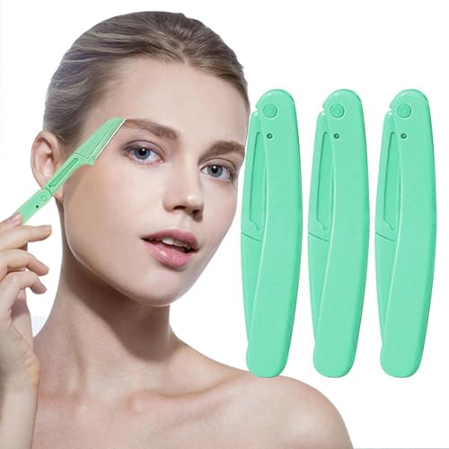 Razor de cejas plegable | 6.1 pulgadas herramienta portátil para modelar y definir las cejas | Compacto, ligero y fácil de usar | Cuchilla de acero inoxidable con bloque de seguridad