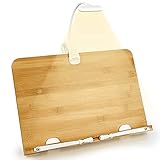 Buchständer zum Lesen ZZWS Tragbarer Buchhalter mit Licht Verstellbarer Kochbuchständer für Rezepte Laptops Ständer für Tablet Bambus Buchhalter Ständer für Online-Kurs Lesen Schreiben Tippen