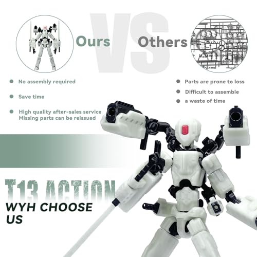 PkghoKids (Assembly Completed) 8 inch T13 Action Figure Set,T 13 Action Figure Multi-Articular Mobile Robot Nova T-13,Desktop Decorations for Game Lovers Toys (Luminous Blue)