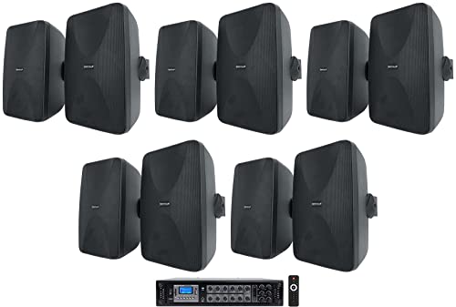 Rockville RCS350-6 6-Zone Commercial/Restaurant Bluetooth Amp Bundle with (10) WET-6525B 6.5