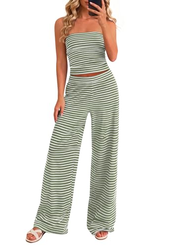 PRETTYGARDEN Two Piece Striped Sets for Women Summer Travel Outfits