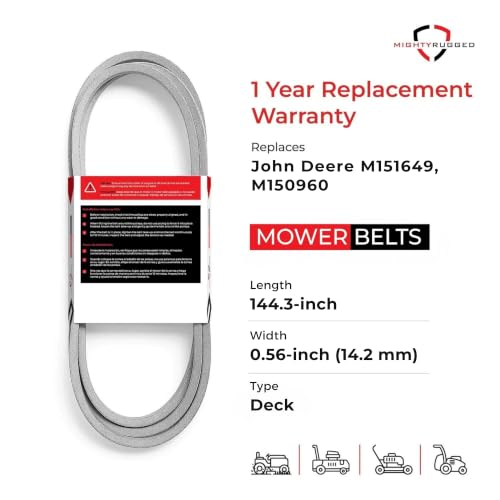 Image of MightyRugged M151649 Deck Belt for John Deere LT180, LT190, LT166 48C Deck