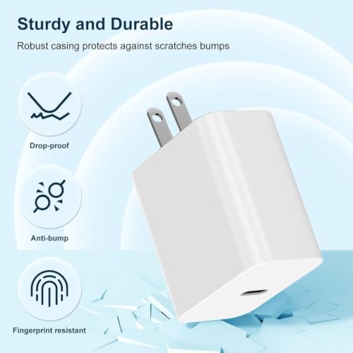 Image of 40W USB C iPhone 17 16 15 Fast Charger Block and 2x10ft Type C to C Cable Cord Long,Wall Charging Plug Adapter Cube Brick for Apple iPhone 17 Pro Max /17 Air /16 Pro Max /16 /15 Pro /15 Plus /iPadMini