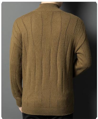 Men's Stand-Up Collar Solid Color Cardigan Knitted with Zipper Winter Warm Long Sleeves Sweater2