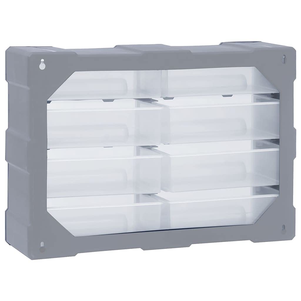 Wielofunkcyjny organizer do szuflad z 8 dużymi szufladami, 52 x 16 x 37 cm, tworzywo sztuczne PP do przechowywania narzędzi, skrzynka asortymentowa do warsztatu, garażu, piwnicy, wytrzymały i