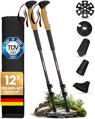 ALPENWERT Wanderstöcke [Carbon & Aluminium] Walking Stöcke für...