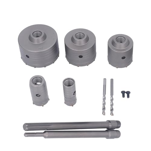 XHTLLO 9Pcs Concrete Hole Saw Kit, 30-100mm Masonry Drill Bit Set, for Brick Wall Stone