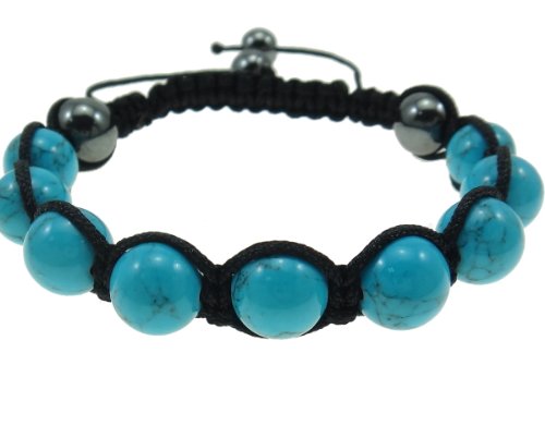 Preisvergleich Produktbild Vifaleno Türkis Woven Ball Armband, blau, 10mm