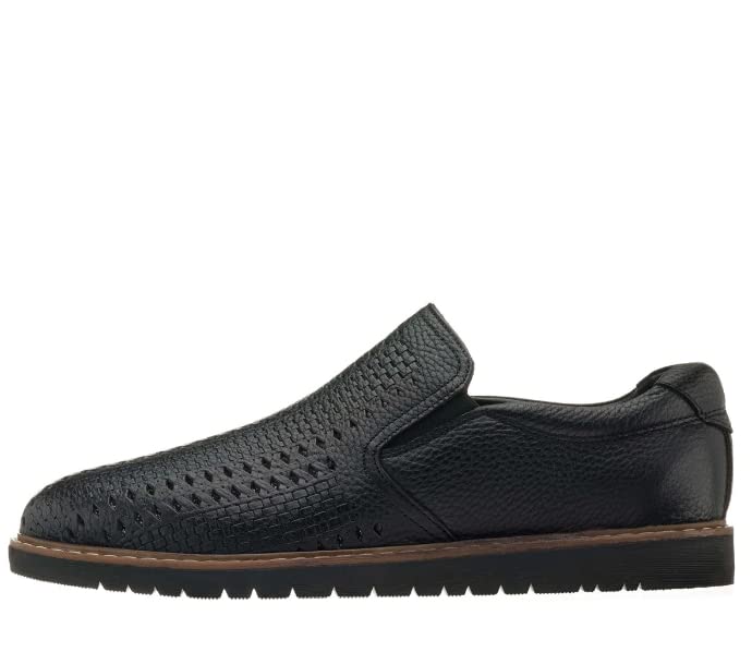 DALGALA Men's Black Big Size Handmade Hollow Leather Loafer Shoes Summer Breathable Casual Shoes Comfortable Loafers Slip On Shoes4