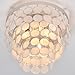 Topaluce Modern Capiz Shell Ceiling Light Boho Coastal Silver Semi Flush Mount Small Chandelier for Bedroom,Dressing Room,Entryway,Kitchen Dining Room