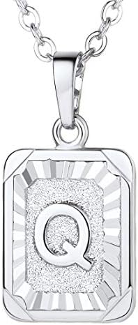U7 A-Z 26 Initial Letters Hexagon/Square Shape Pendant Necklace for Men Women, with Adjustable Chain, Customizable, 18K Gold/Platinum Plated Tones, Send Gift Box