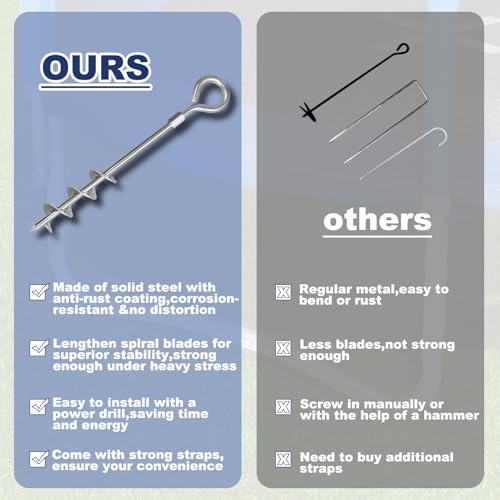 image for Eurmax USA Trampoline Stakes Screw in Tent Stakes Parts Heavy Duty for