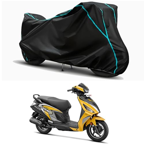 Image of Waterproof Bike Body Cover Compatible for | Hero Maestro Edge 125 | Taffeta Fabric, Sky Piping Design, Bottom Elastic Fit | Dustproof, Sun UV & Rain Protection for All Weather.