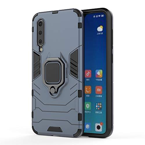 Xiaomi Mi 9 SE Funda, MHHQ 2in1 Armadura Combinación A Prueba de Choques Escudo Cáscara Dura PC + TPU con Soporte Magnetic Car Mount Case Cover para Xiaomi Mi 9 SE -Black Plus Gray