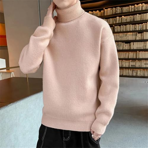 Men's Thick Knit Turtleneck Sweater Solid Warm Long Sleeve Casual Pullover Jumper3