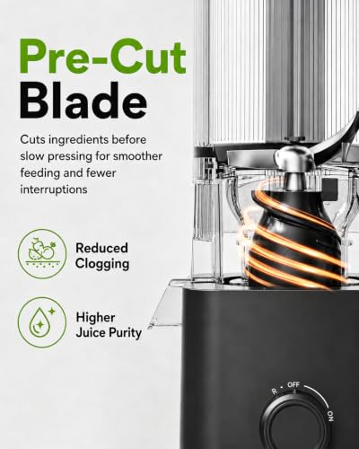 Image of AMZCHEF Juicer Machines, 3-in-1 Cold Press Juicer for Juice, Nut Milk & Sorbet, 6.0 inch&90oz Self Feeding Chute Fits Whole Fruits & Vegetables,Triple Filtration, High Yield, Quiet Motor, Easy Clean
