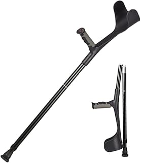 KADEUX Telescopic Crutches Ergonomic Forearm Crutches, Aluminum Elbow Crutches, Folding Walking Cane Ergonomic Open Cuff, 37-46in Adjustable (Color : Black)