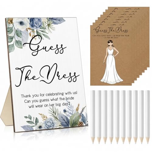 Seajan 50 Sets Guess The Dress Bridal Shower Game Wooden